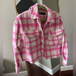 ZARA CROPPED PLAID OVERSHIRT